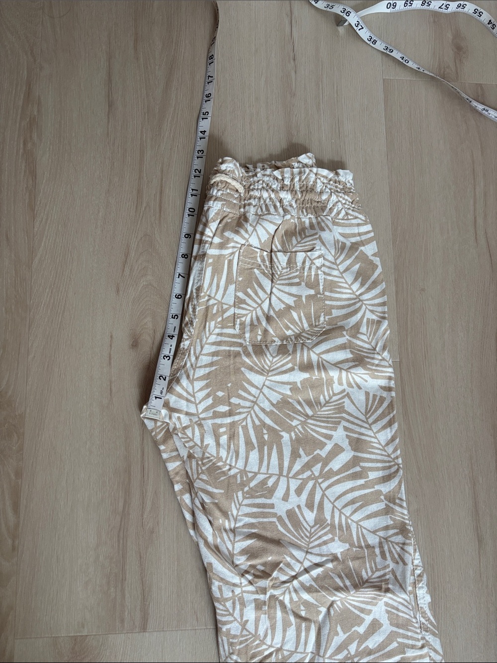 NEW Neutral Leaf Print Wide-Leg Linen Blend Pants - Picture 7 of 8